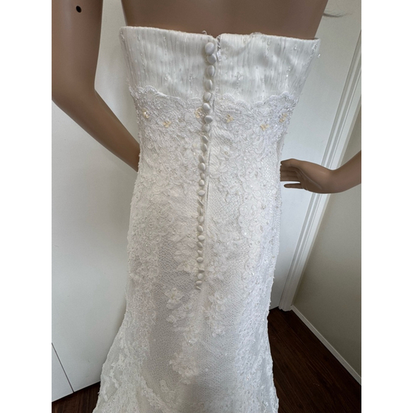 Pronovias Dafnis custom elaborately beaded strapless Wedding Dress/veil Sz 10/6 - Picture 6 of 16